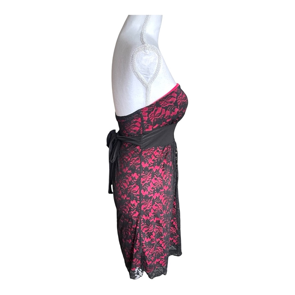 Vintage Y2K Wet Seal Sleeveless Pink Black Lace Mini Dress witchy vamp goth sz S - Picture 3 of 7